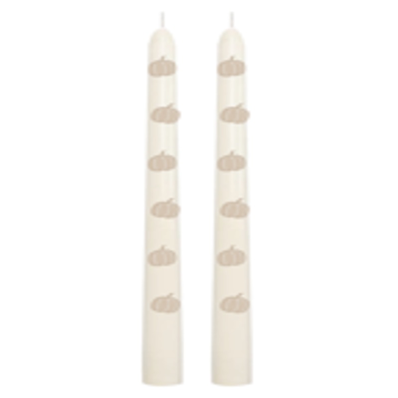 2 taper candles - pumpkin cream