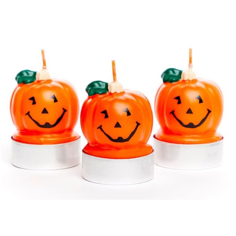 3 Smiling Pumpkin candles for Halloween 5cm