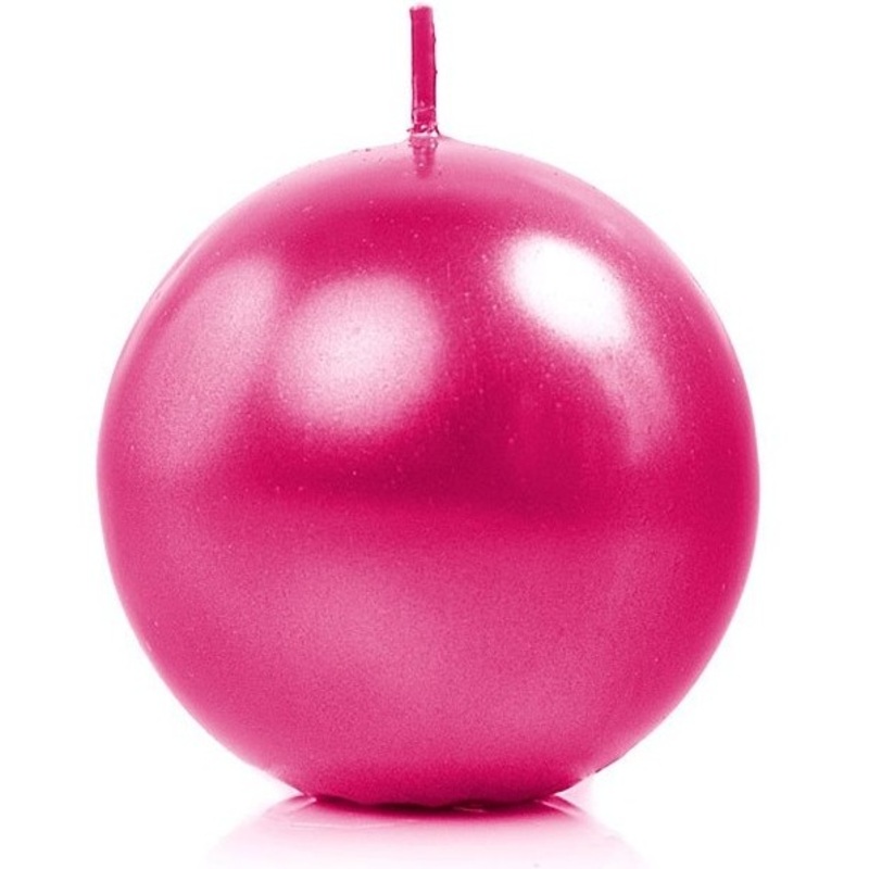 6 ball candles Torino fuchsia metallic 8cm