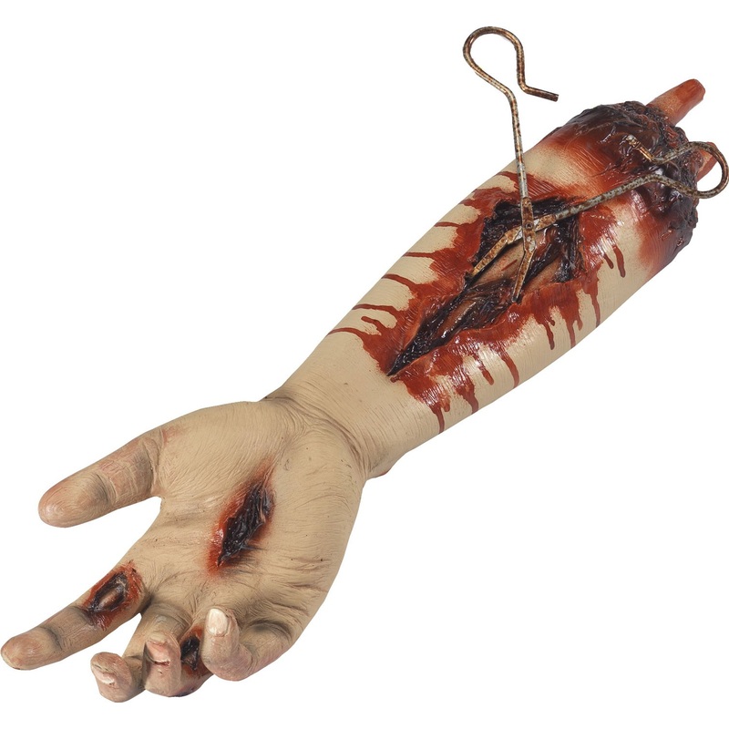 Choppy operating room forearm with blood stains