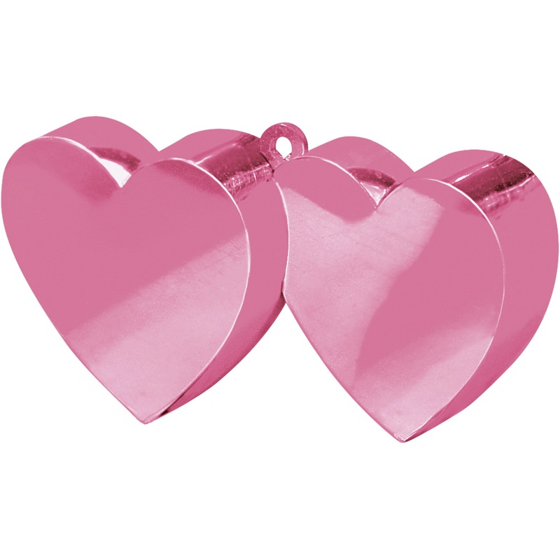 Double heart balloon weight in pink