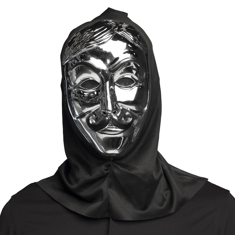 Gesichtsmaske Unbekannt mit Kapuze silber