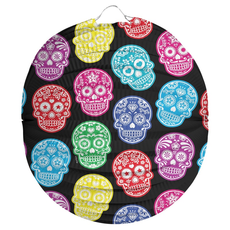 Round Dia de los Muertos lantern