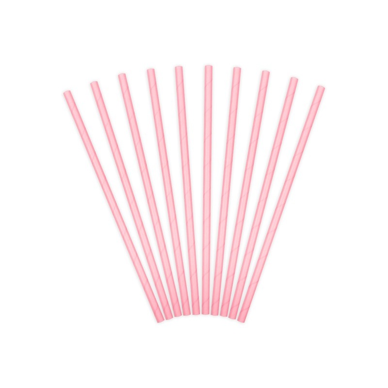 10 paper straws pink 19.5cm