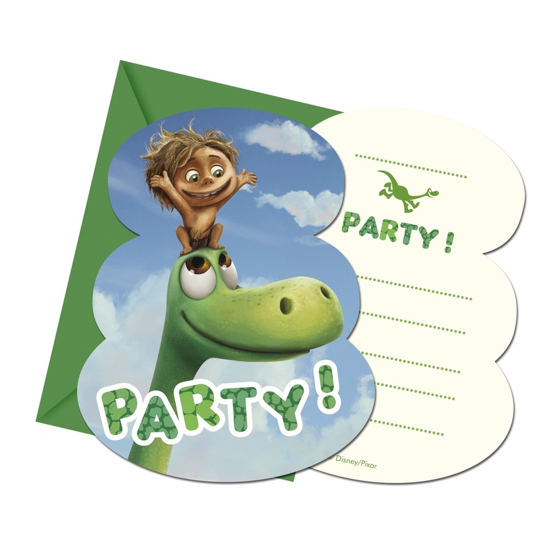 6 Arlo & Spot dinosaur invitation cards 9.5 x 12.5cm