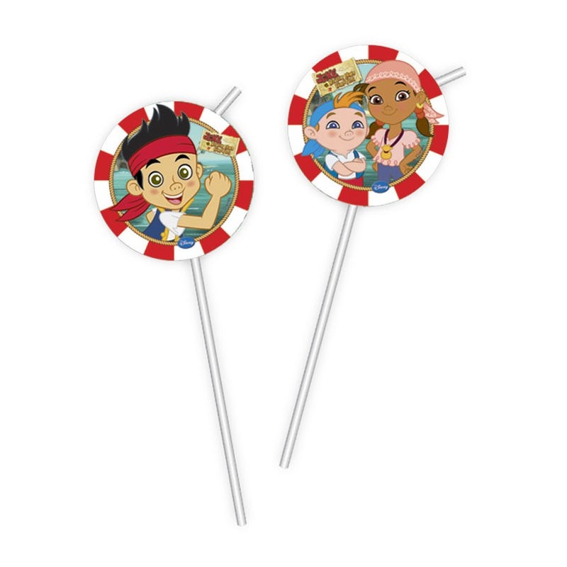 6 Captain Jake Pirate Flexi Straws 24cm