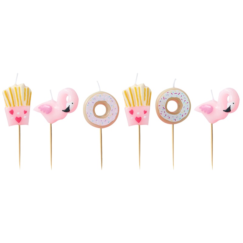 6 Disco Nights Flamingo cake candles