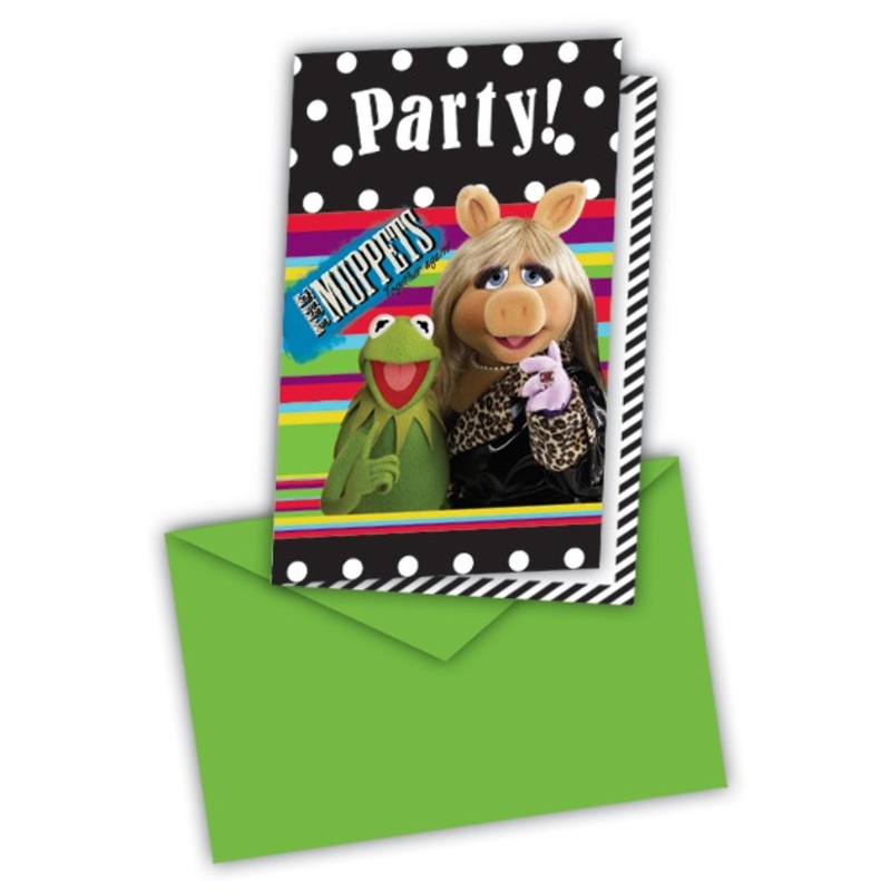 6 Muppets Kermit And Friends invitation cards 9x14cm