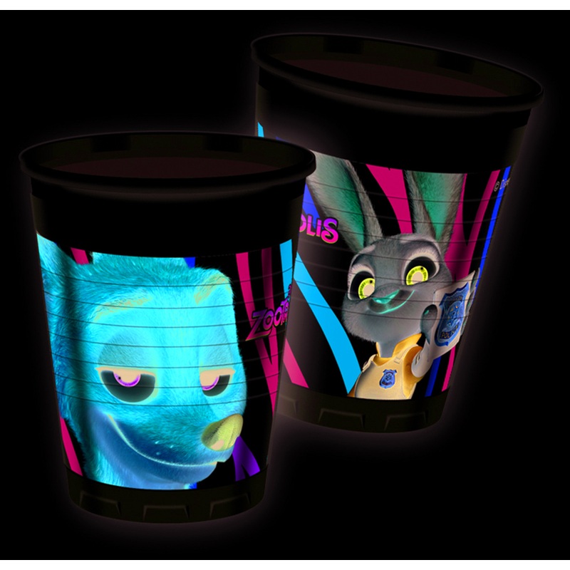 8 animal zoomania plastic cups 200ml