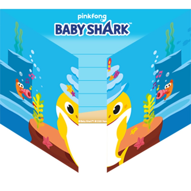 8 Baby Shark Family invitation cards