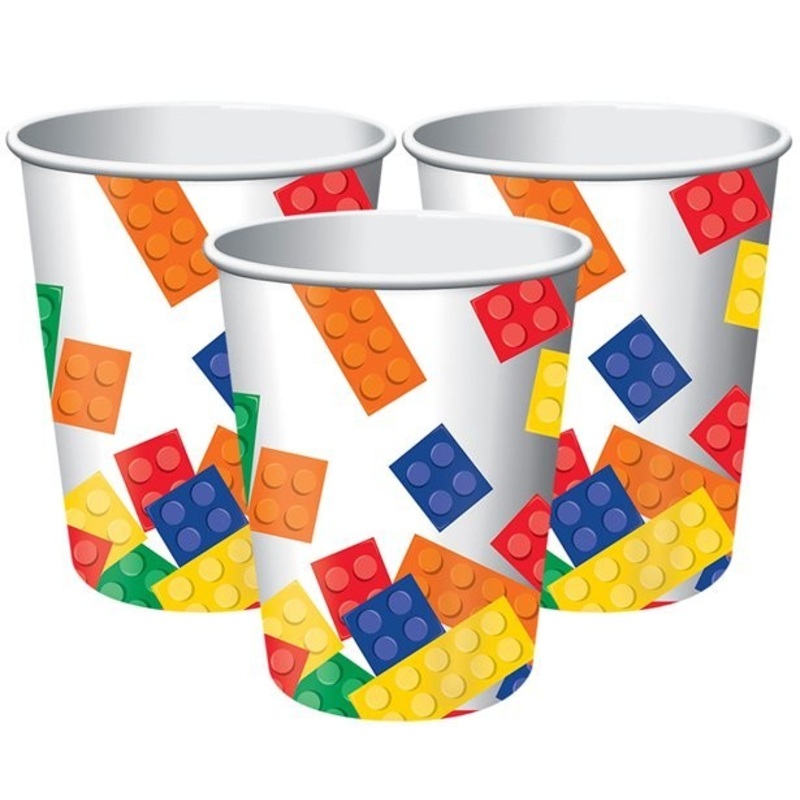 8 colorful building block paper cups 255ml