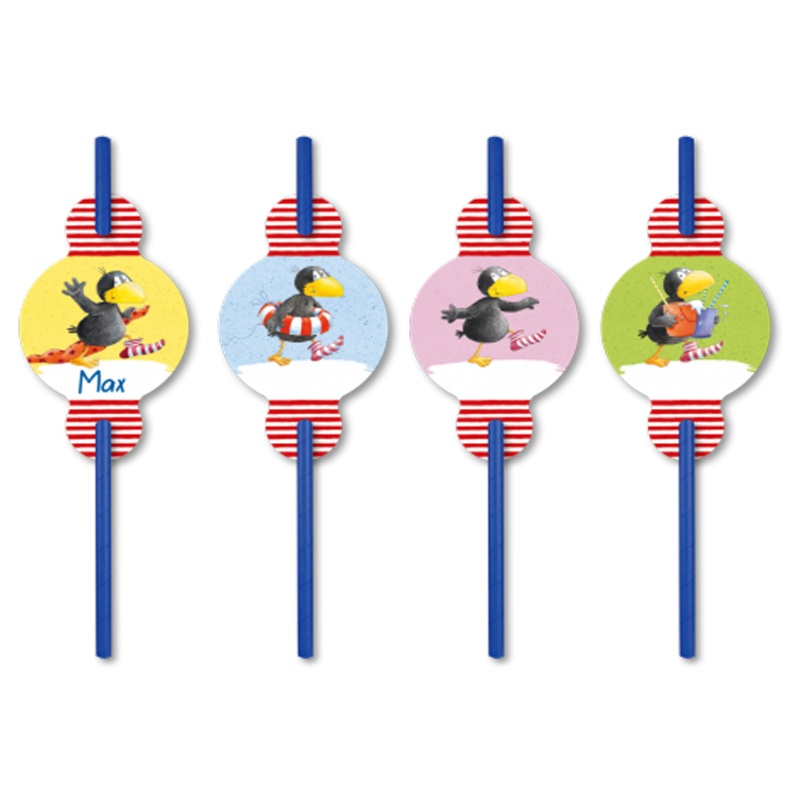 8 little raven sock paper straws 19.5cm
