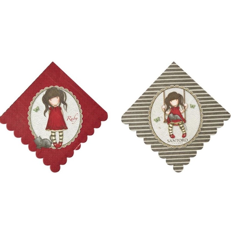 8 Santoro Gorjuss Ruby napkins