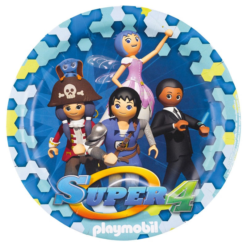 8 Super 4 Playmobil paper plates 23cm
