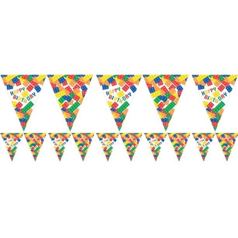 Colorful building block birthday pennant chain 3.7m