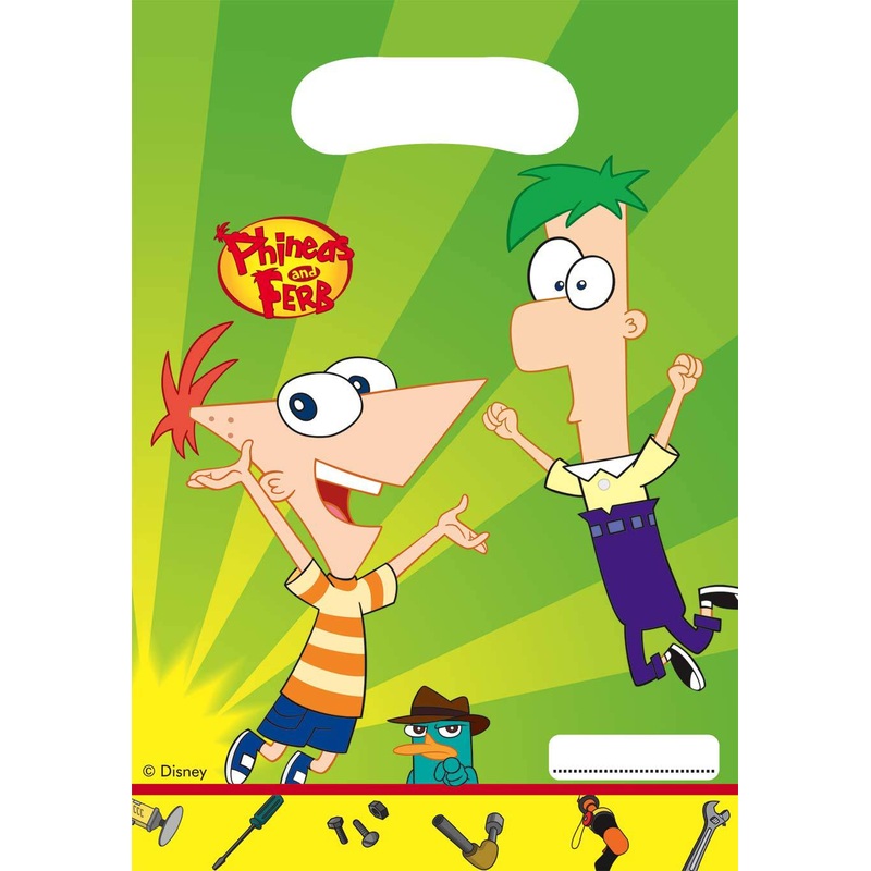 Phineas and Ferb party alarm gift bags 6 pack