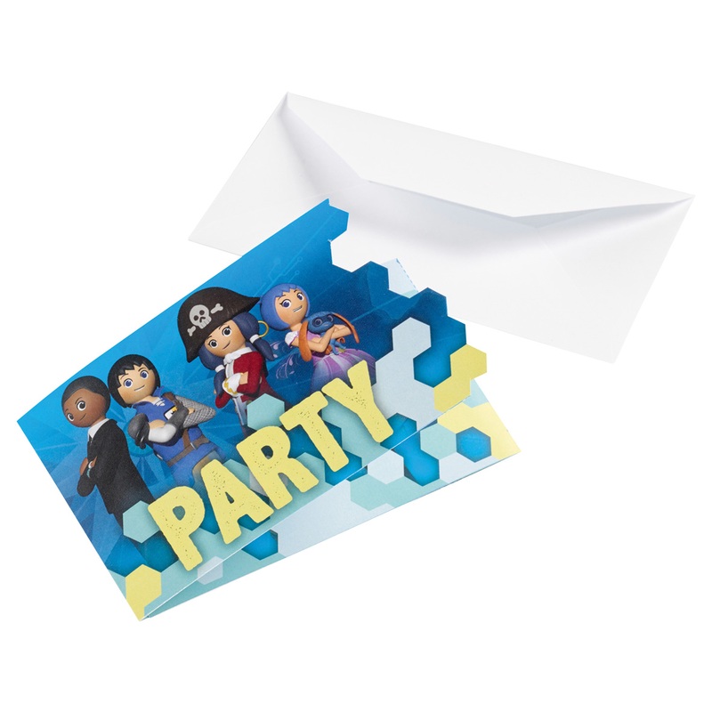 Playmobil Super 4 children's birthday party invitation card