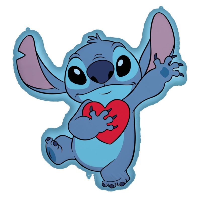 Stitch & Angel foil balloon with red heart 78x74cm