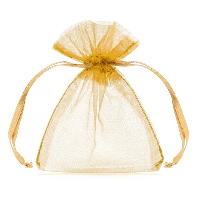 10 Golden Organza Bags Pearl 7.5 x 10cm