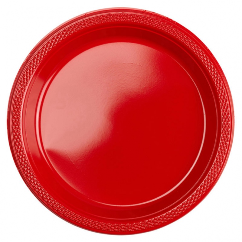 10 plastic plates Partytime red 17.7cm