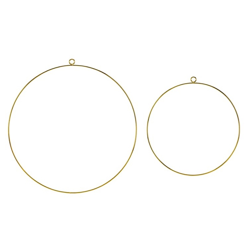 2 Golden Metal Hangers Round