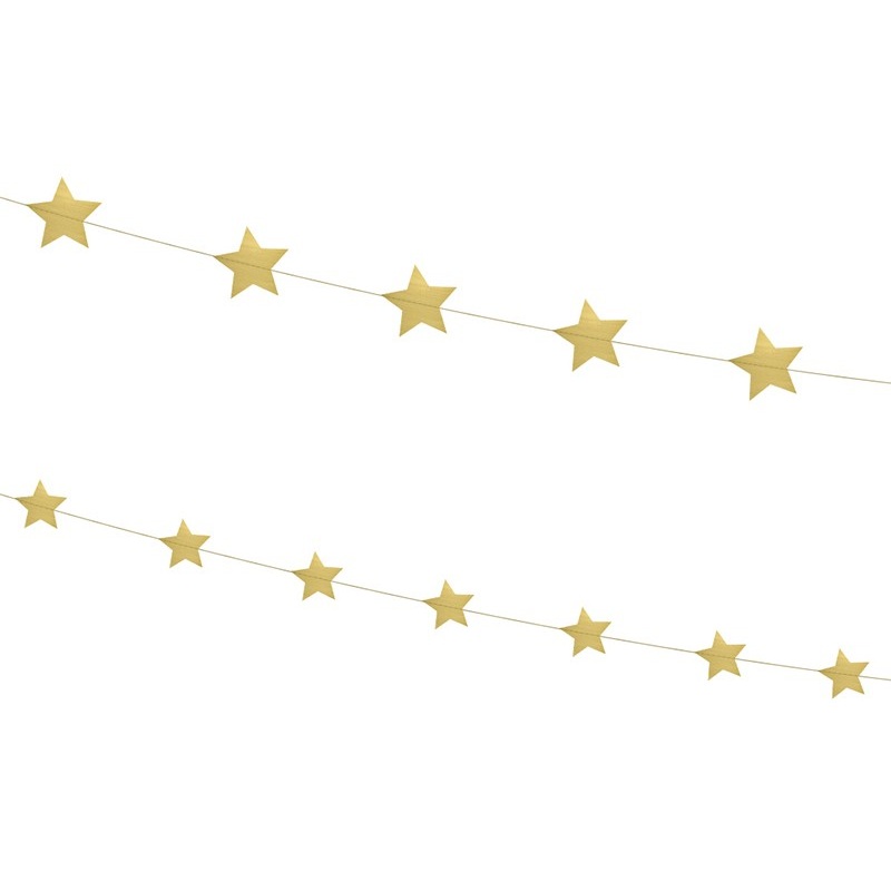 2 golden stars garlands 180cm