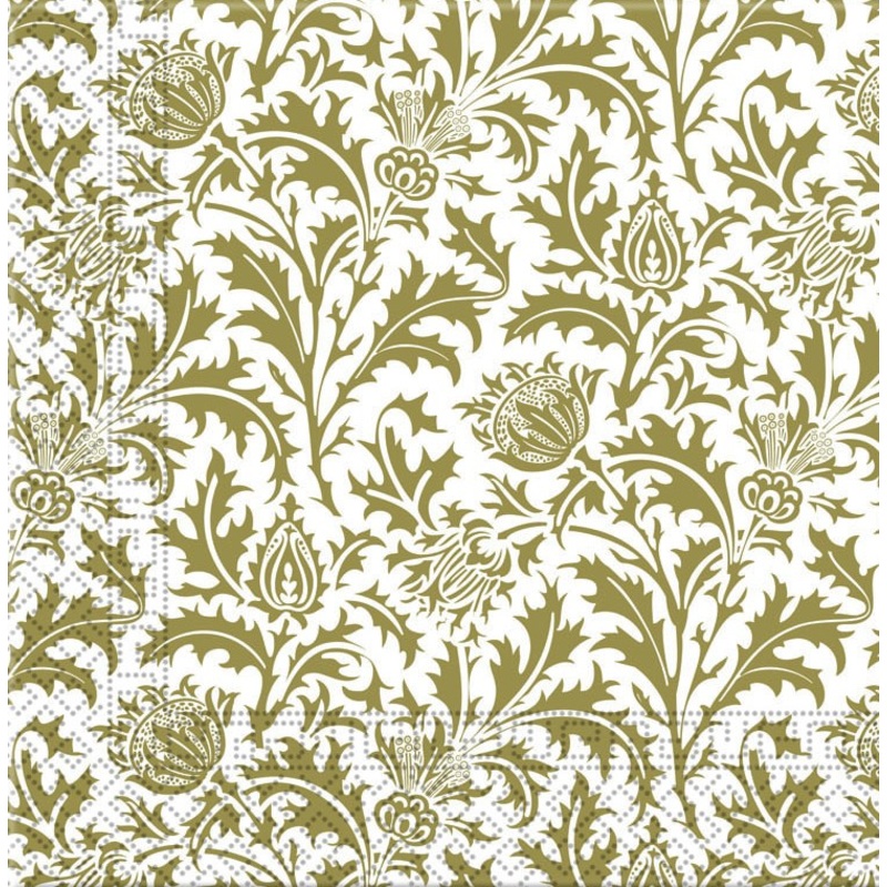 20 Golden Royal Flower napkins 33cm