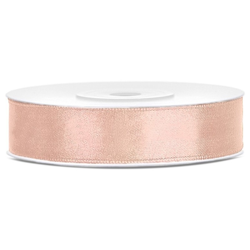 25m satin gift ribbon peach 12mm wide
