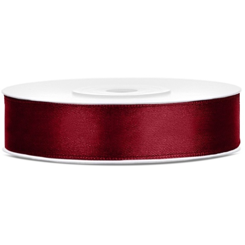 25m satin ribbon burgundy 12mm wide