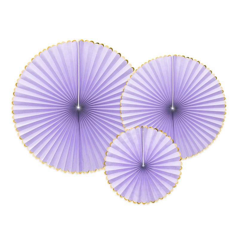 3 candy party paper rosettes lavender
