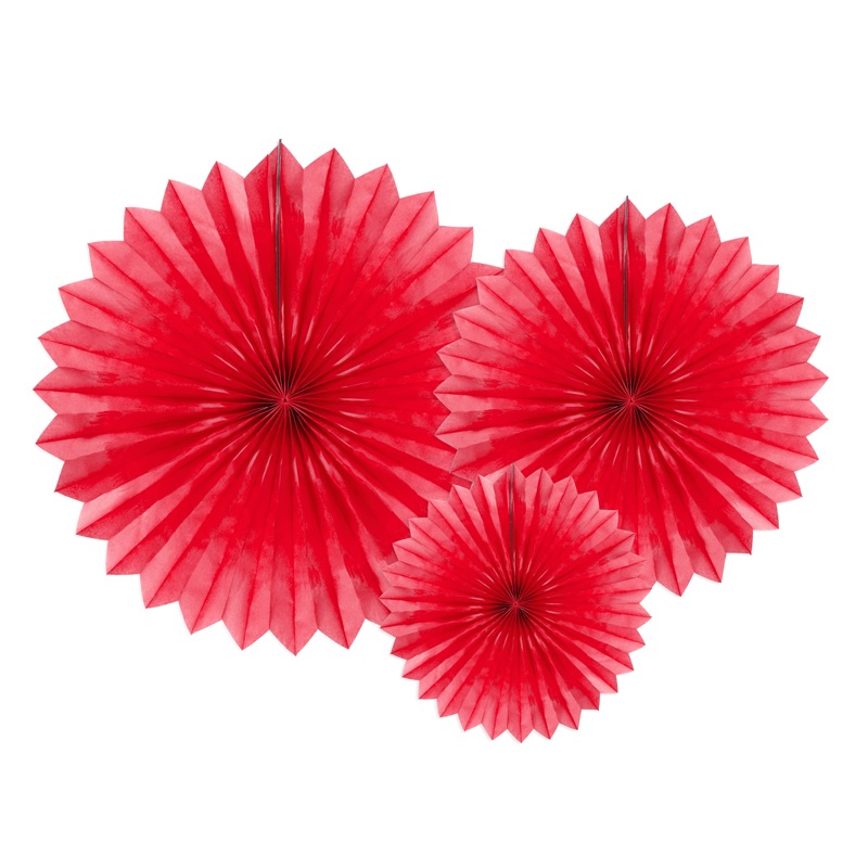 3 paper rosettes party star red