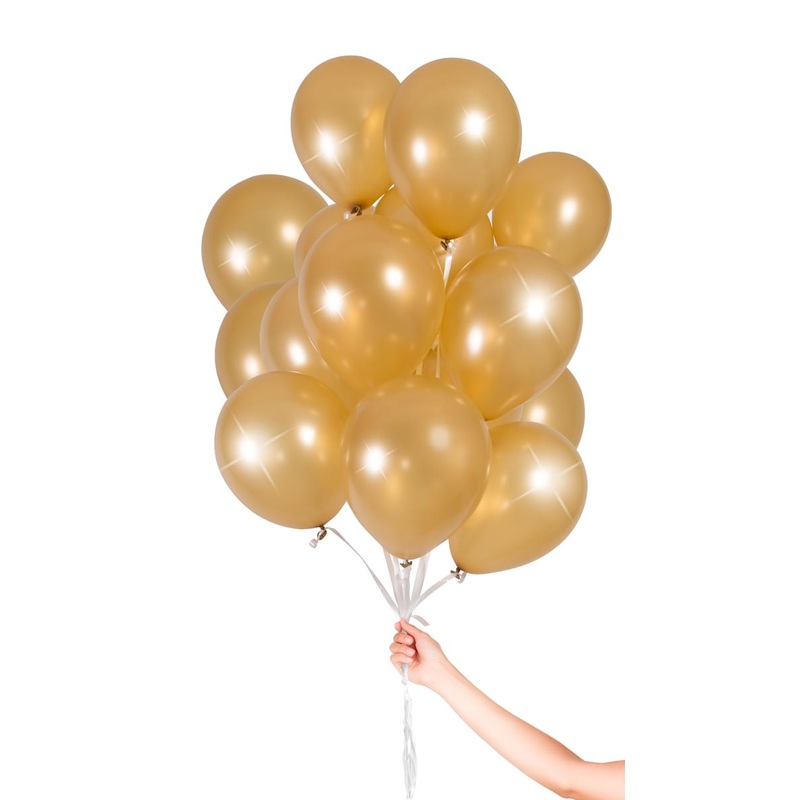 30 Balloons with Gold Ribbon 23cm