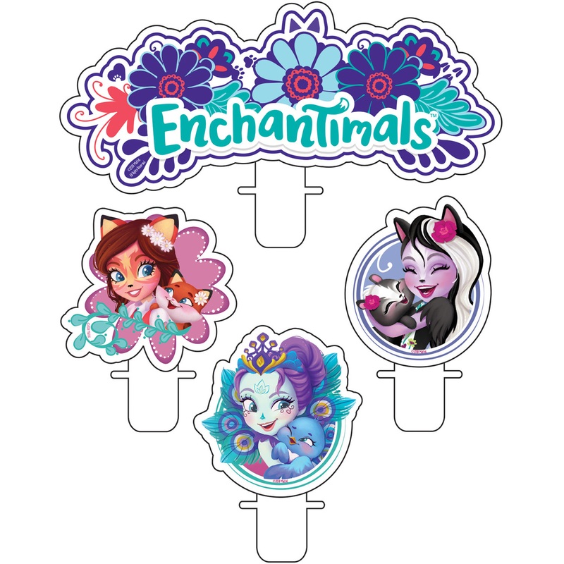 4 Enchantimals animal love cake candles