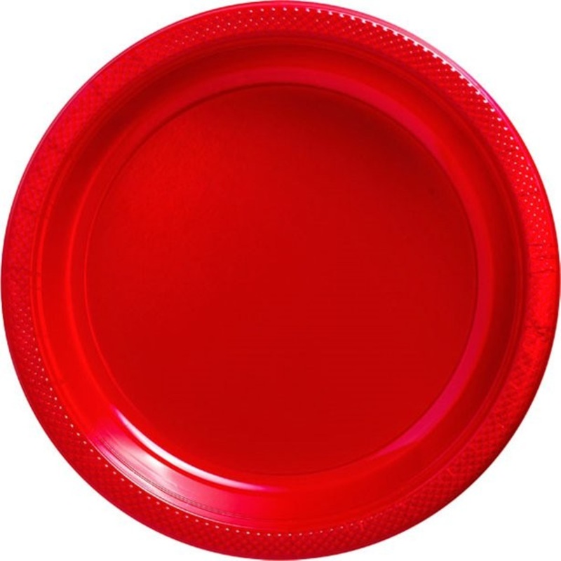 50 red plastic plates Basel 26cm