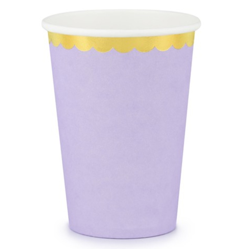 6 candy party paper cups lavender 220ml
