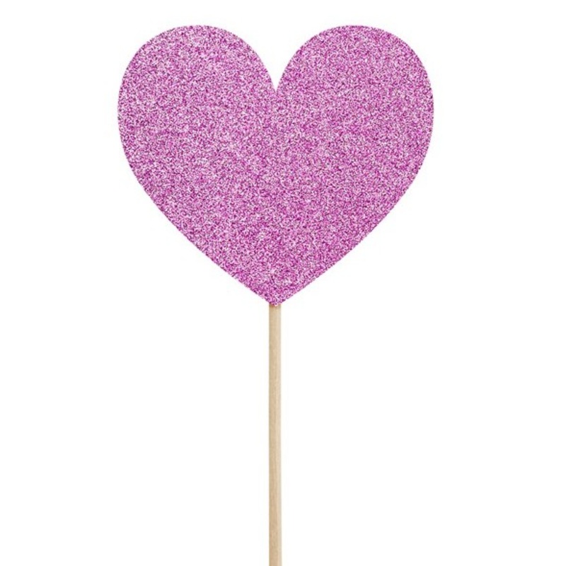 6 glittering Love is sweet heart party picker 11cm