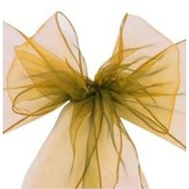 6 golden organza chair bows 3m x 22cm