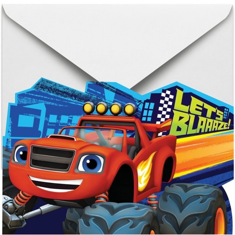 8 invitation cards Blaze and the Monster Machines
