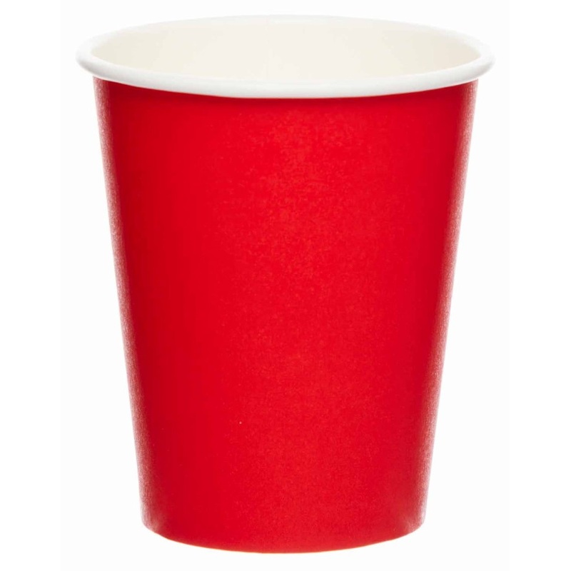 8 red paper cups 227ml