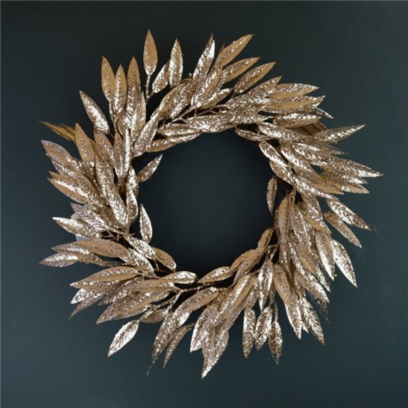 Gold glittering leaves wreath 45cm