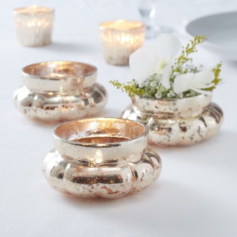 Golden tealight holder Lyon