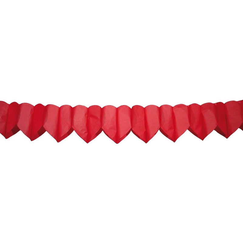 Red paper garland sea of hearts 6m
