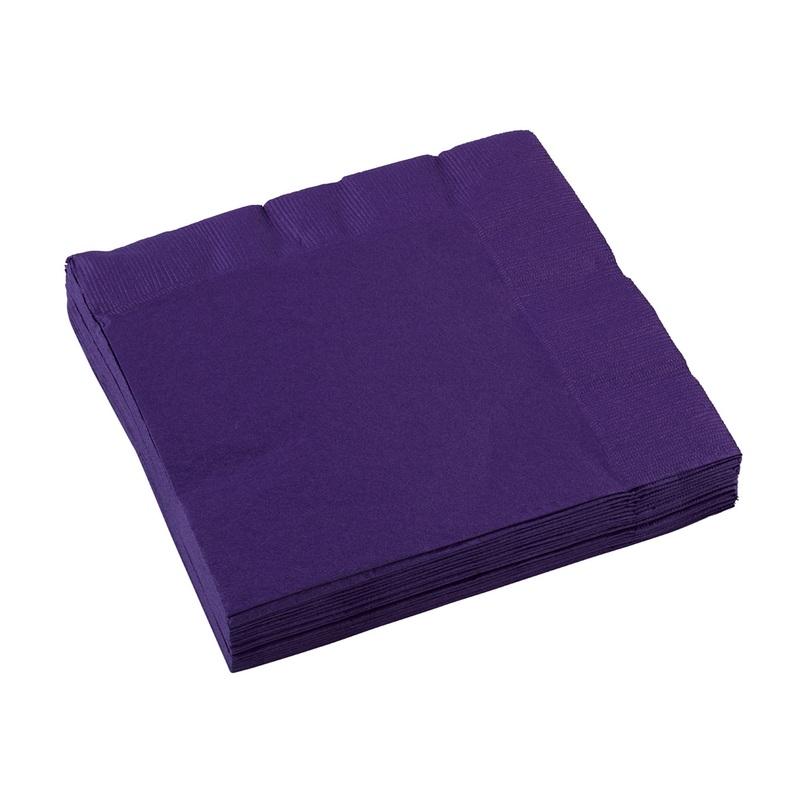 Set of 20 Partytime paper napkins amethyst purple