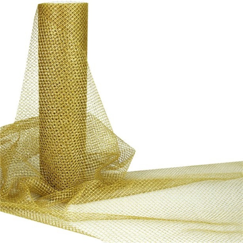 Tulle fabric in gold metallic