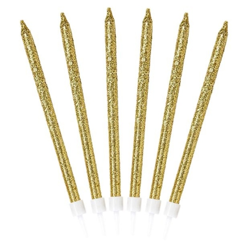 16 Luxury Birthday Candles gold 10cm