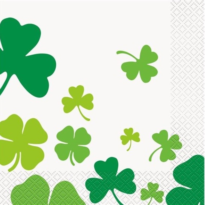 16 St Patricks Day clover leaf napkins 33cm