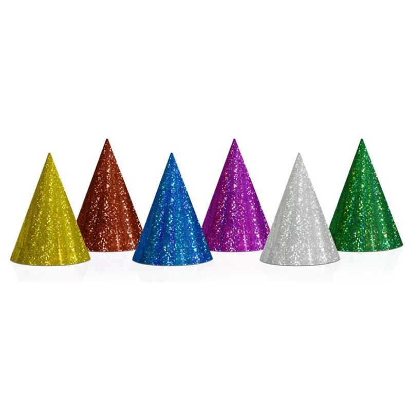 20 holographic party hats 17cm
