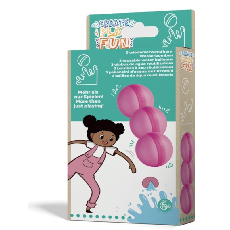 3 water balloons pink 5cm