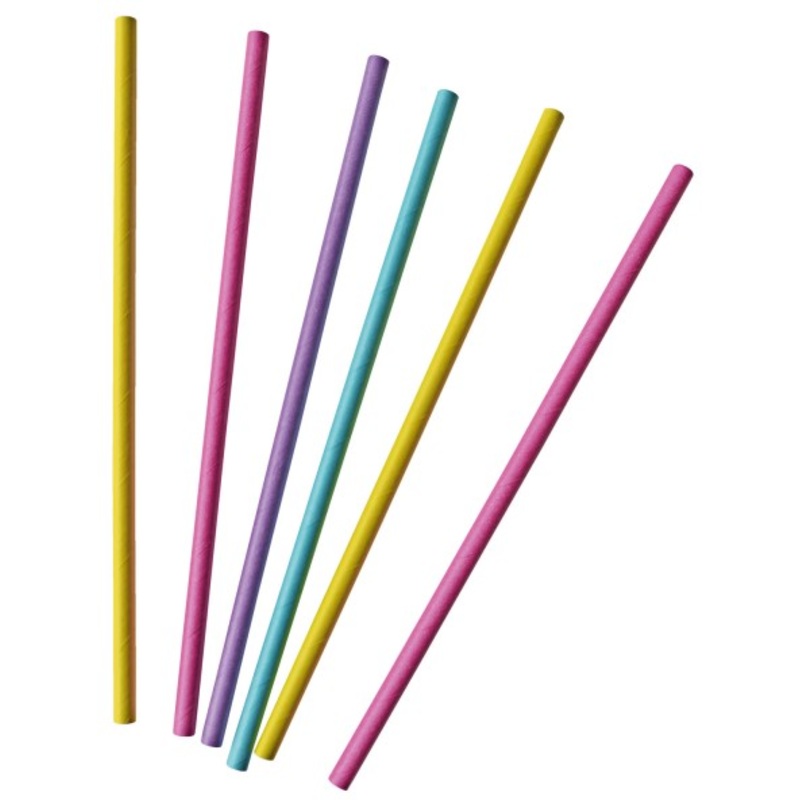 30 colorful neon straws 19cm