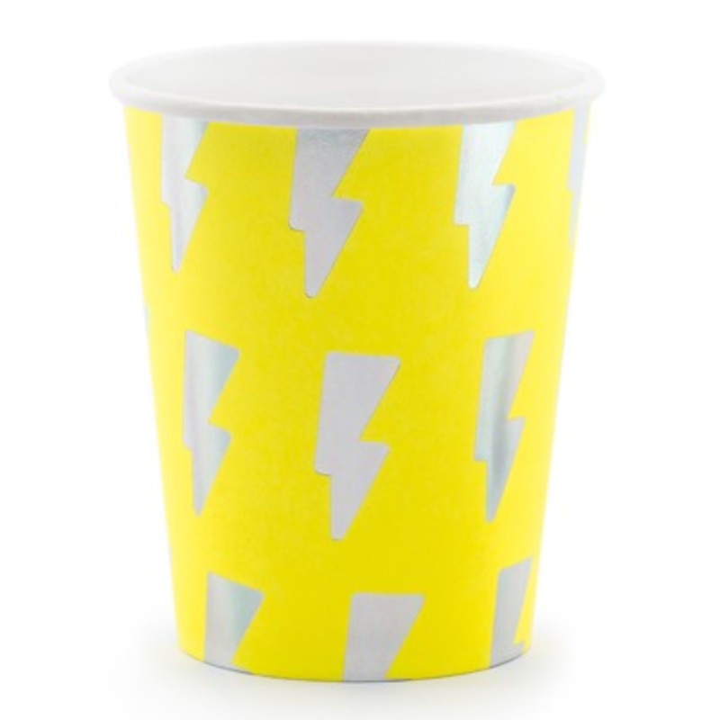 6 Electric Party paper cups 260ml